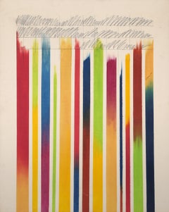 Rainbow Field, Abstract Expressionist Oil Painting by Leslie Logar 1977