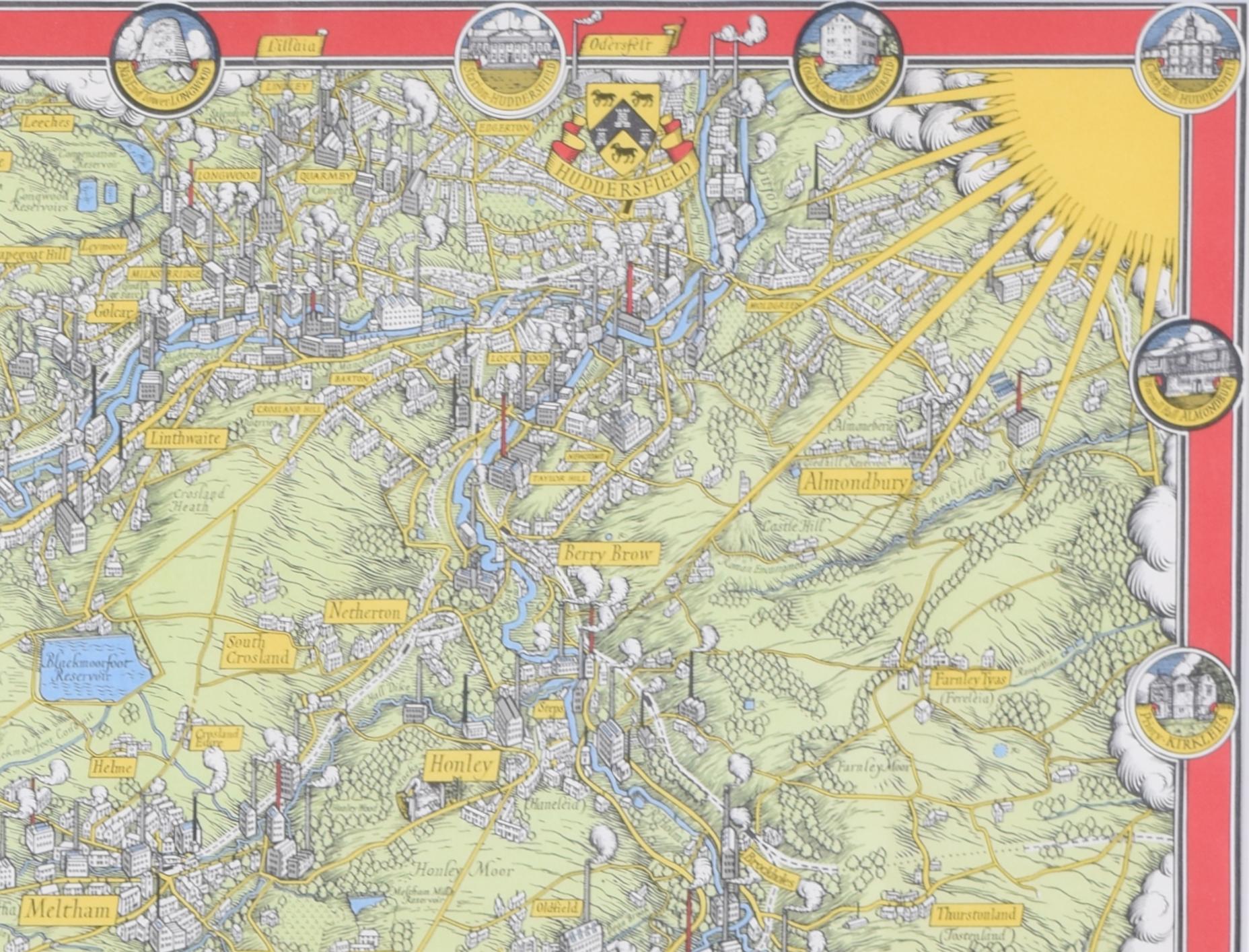 A Map of the Colne Valley Cloth District, West Yorkshire by Max Gill For Sale 1