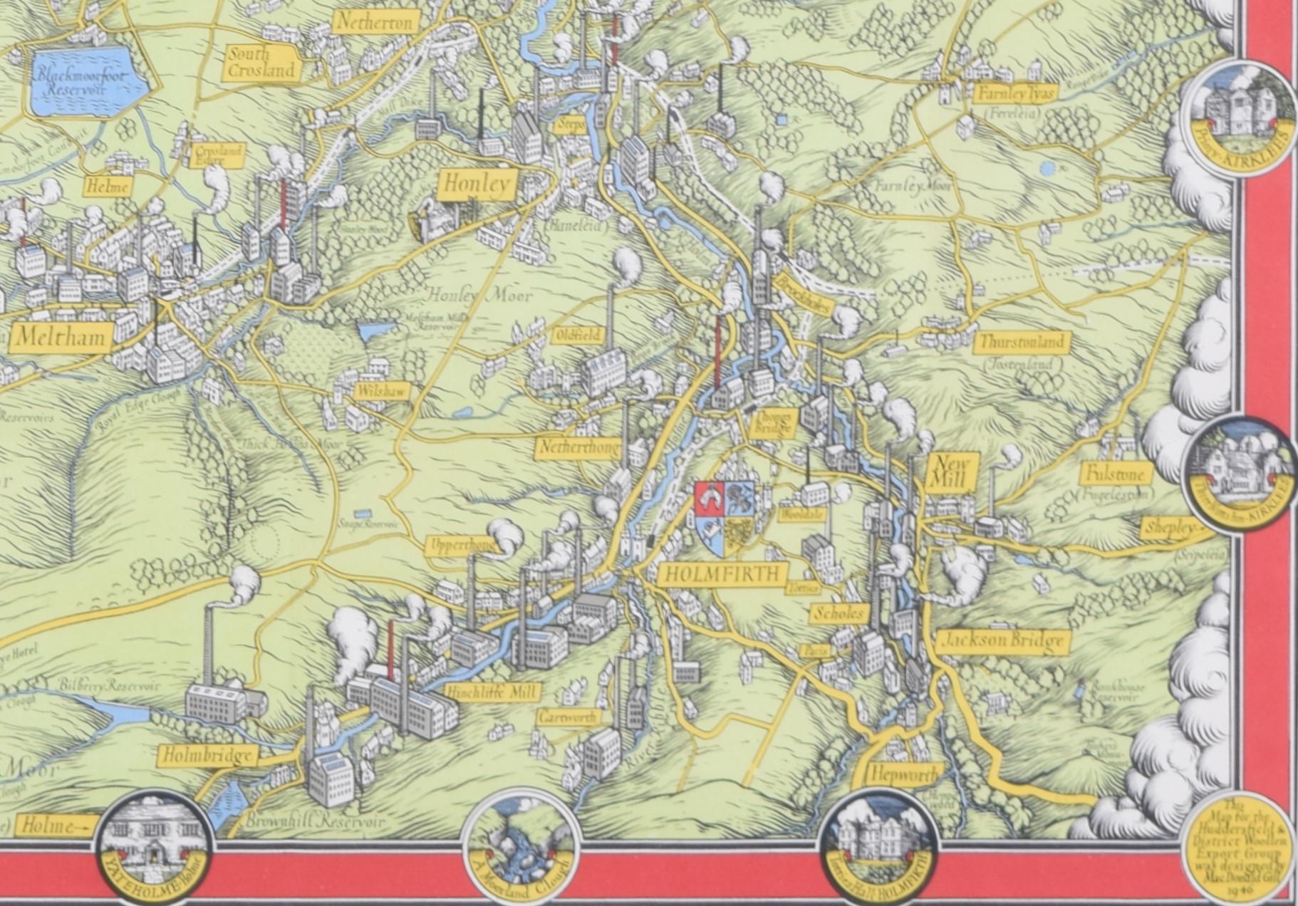 Une carte du quartier des tissus de la vallée de Colne, West Yorkshire par Max Gill en vente 3