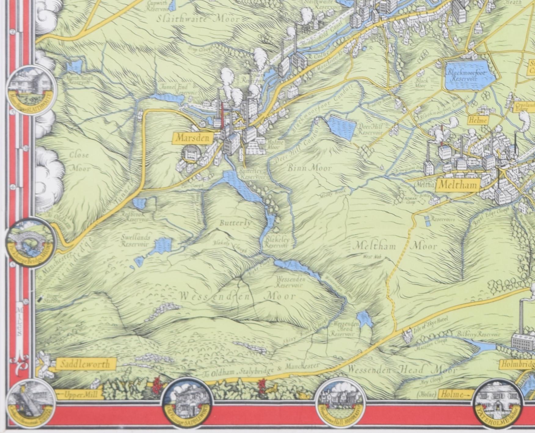 Une carte du quartier des tissus de la vallée de Colne, West Yorkshire par Max Gill en vente 4