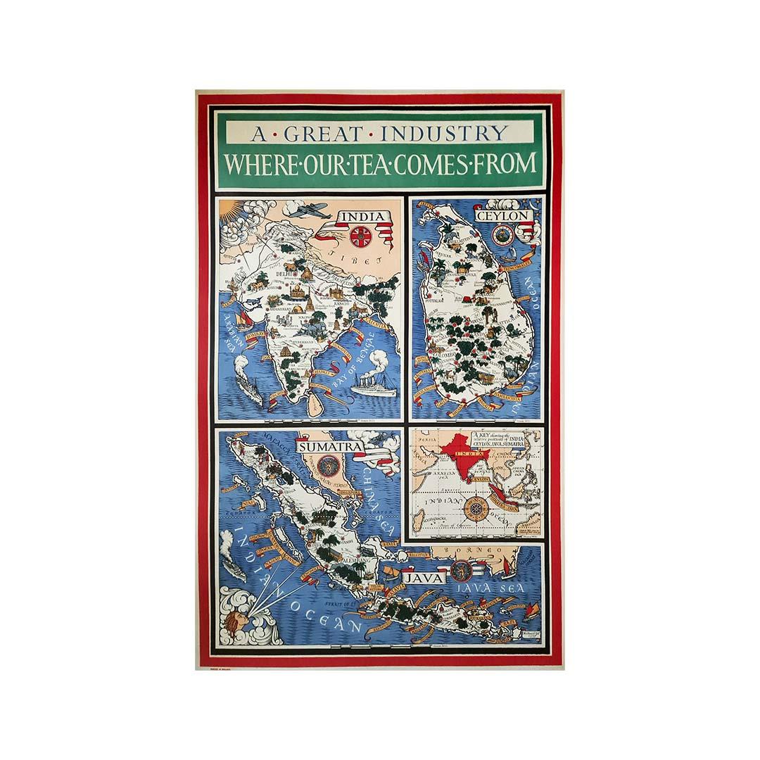 MacDonald Gill's 1937 original map, titled A Great Industry Where Our Tea Comes For Sale 1