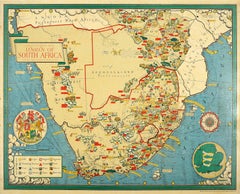 Original Retro Illustrated Map Poster Union Of South Africa MacDonald Gill