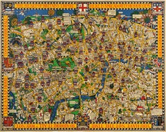 Affiche rétro originale de voyage en transport à Londres, Cœur de l'Empire, Carte picturale