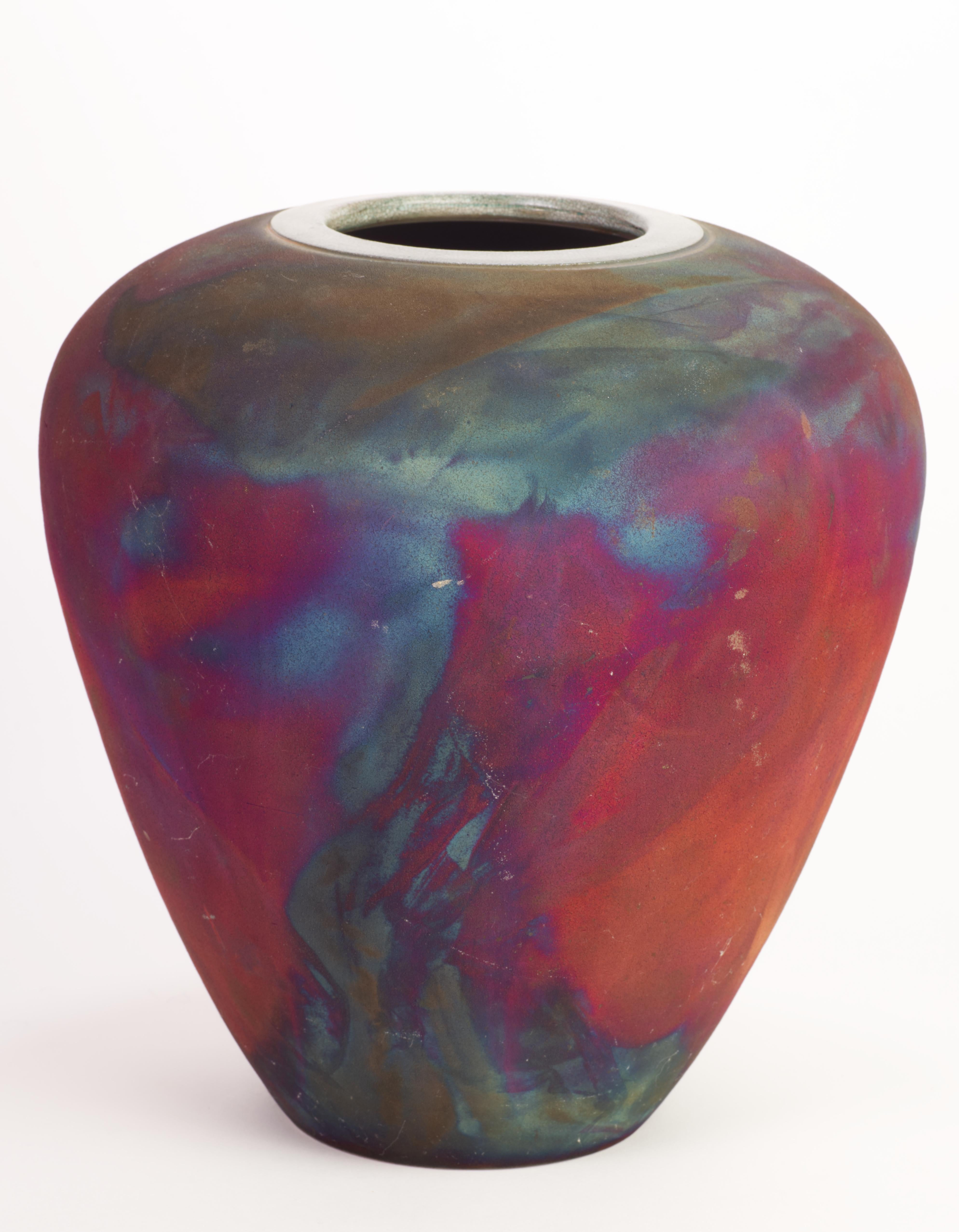 Americano Vaso Leslie Mitchell Raku Flash, Texas Studio Pottery in vendita