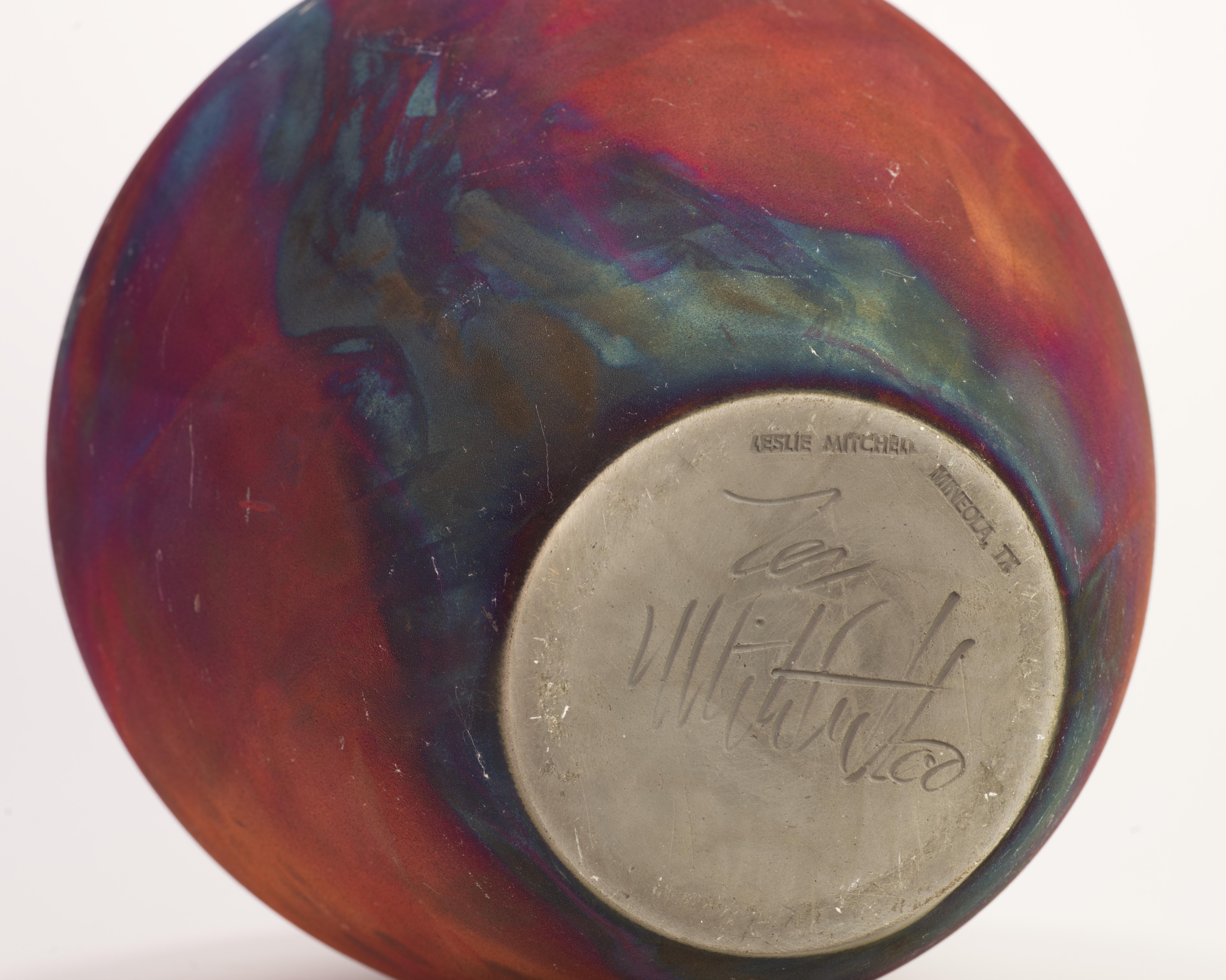 Vaso Leslie Mitchell Raku Flash, Texas Studio Pottery In condizioni buone in vendita a Clifton Springs, NY