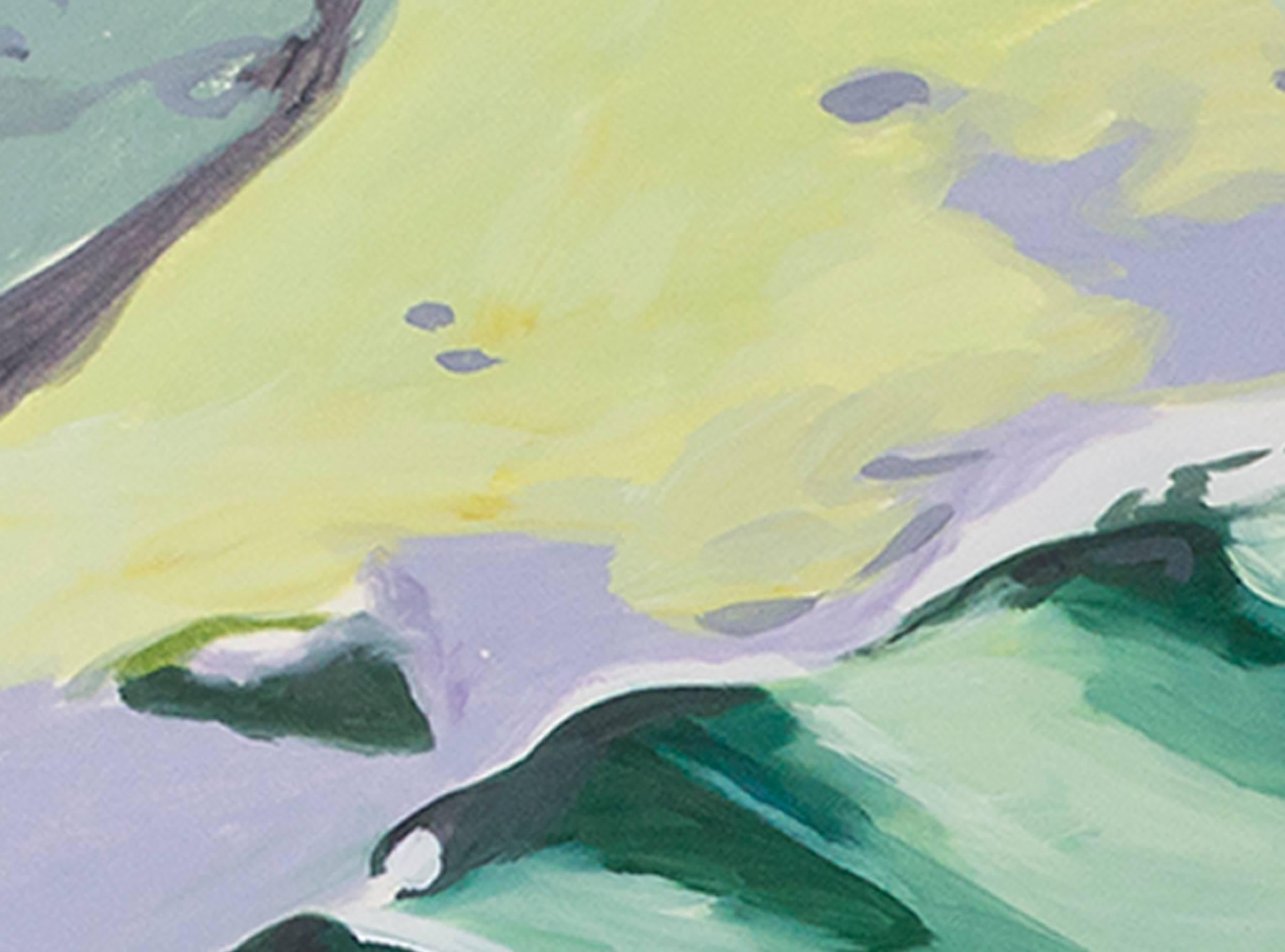 Peinture à l'huile contemporaine photorealism gros plan nénuphar reflet de l'eau signée - Photoréalisme Painting par Leslie Parke