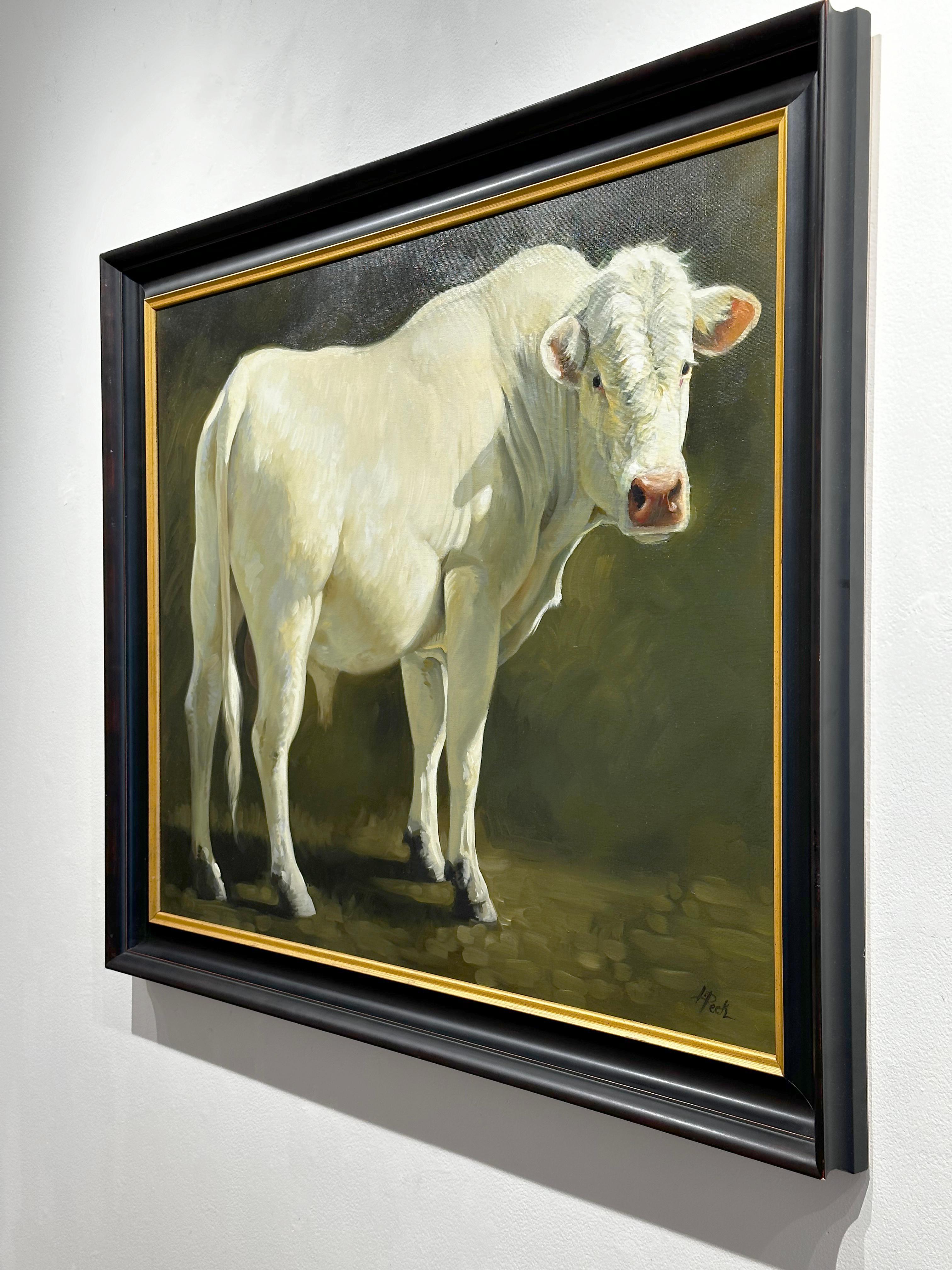 Leslie Peck, « French White », 30x40, peinture à l'huile de paysage de ferme et de vache  en vente 3