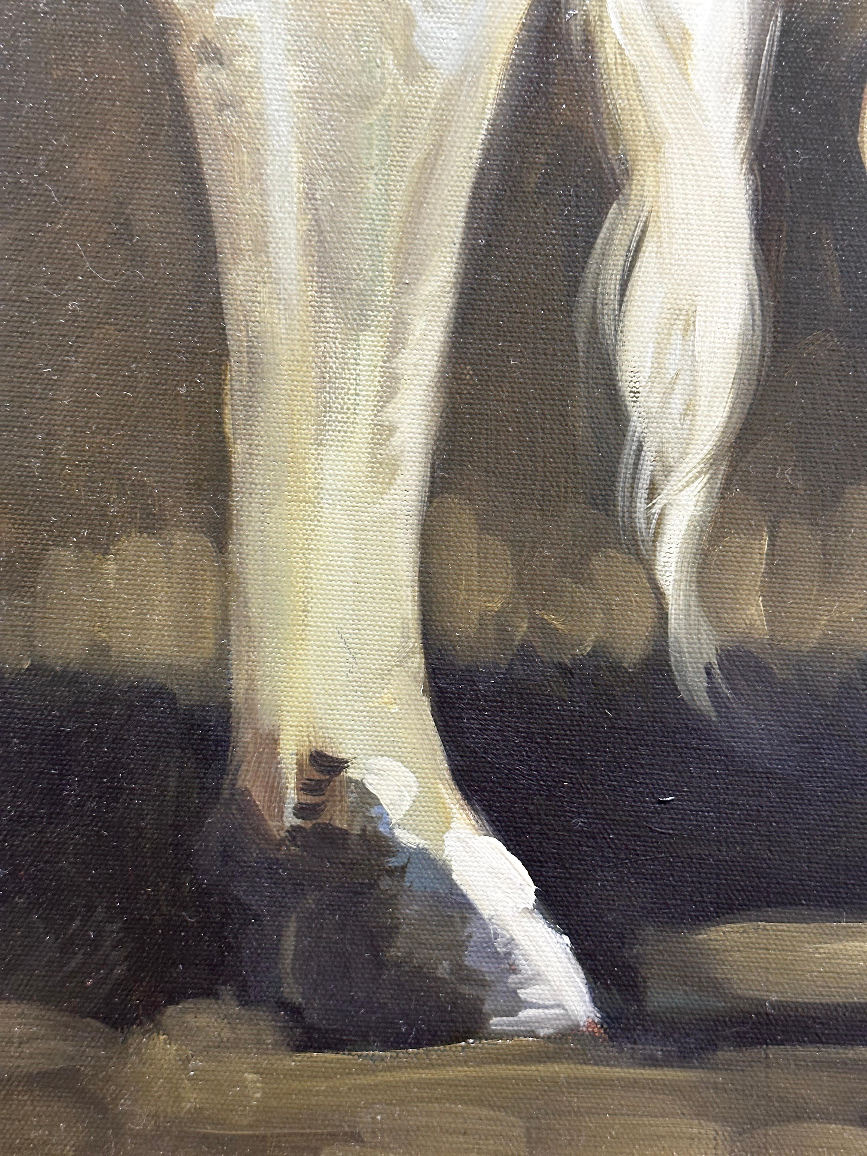 Leslie Peck, « French White », 30x40, peinture à l'huile de paysage de ferme et de vache  en vente 5