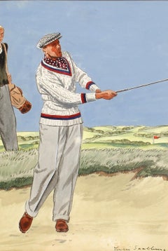 Antique Illustration of a Golfer by Listed Illustrator for Vanity Fair
