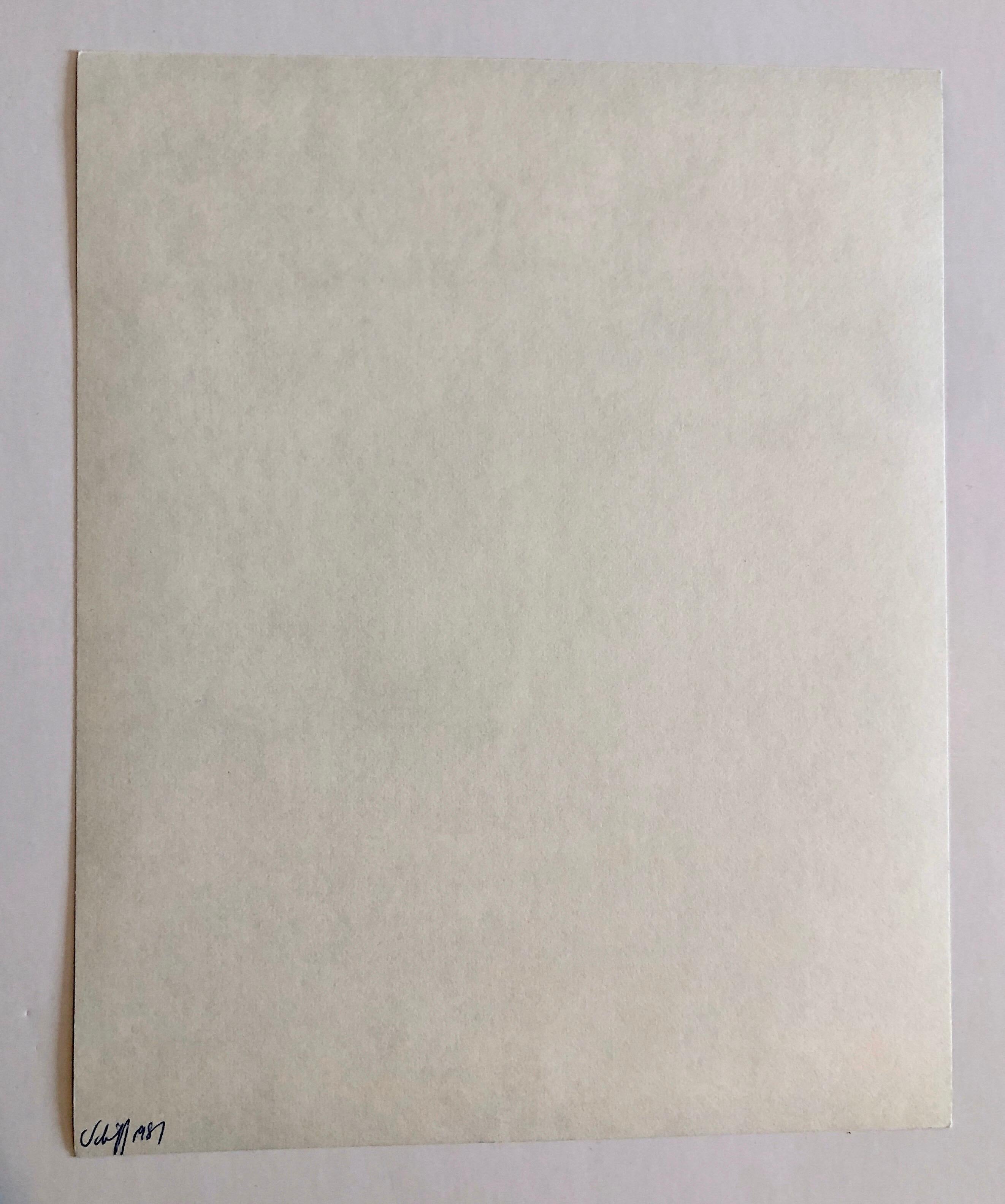 ESTACIONES (1981)
Esto es para la impresión única que aparece aquí. (no la carpeta exterior ni la hoja de título)
Título: Cohete y soldado (de juguete). Éste está firmado a mano y fechado en el verso.
Estaciones explora las estaciones del Hombre, la