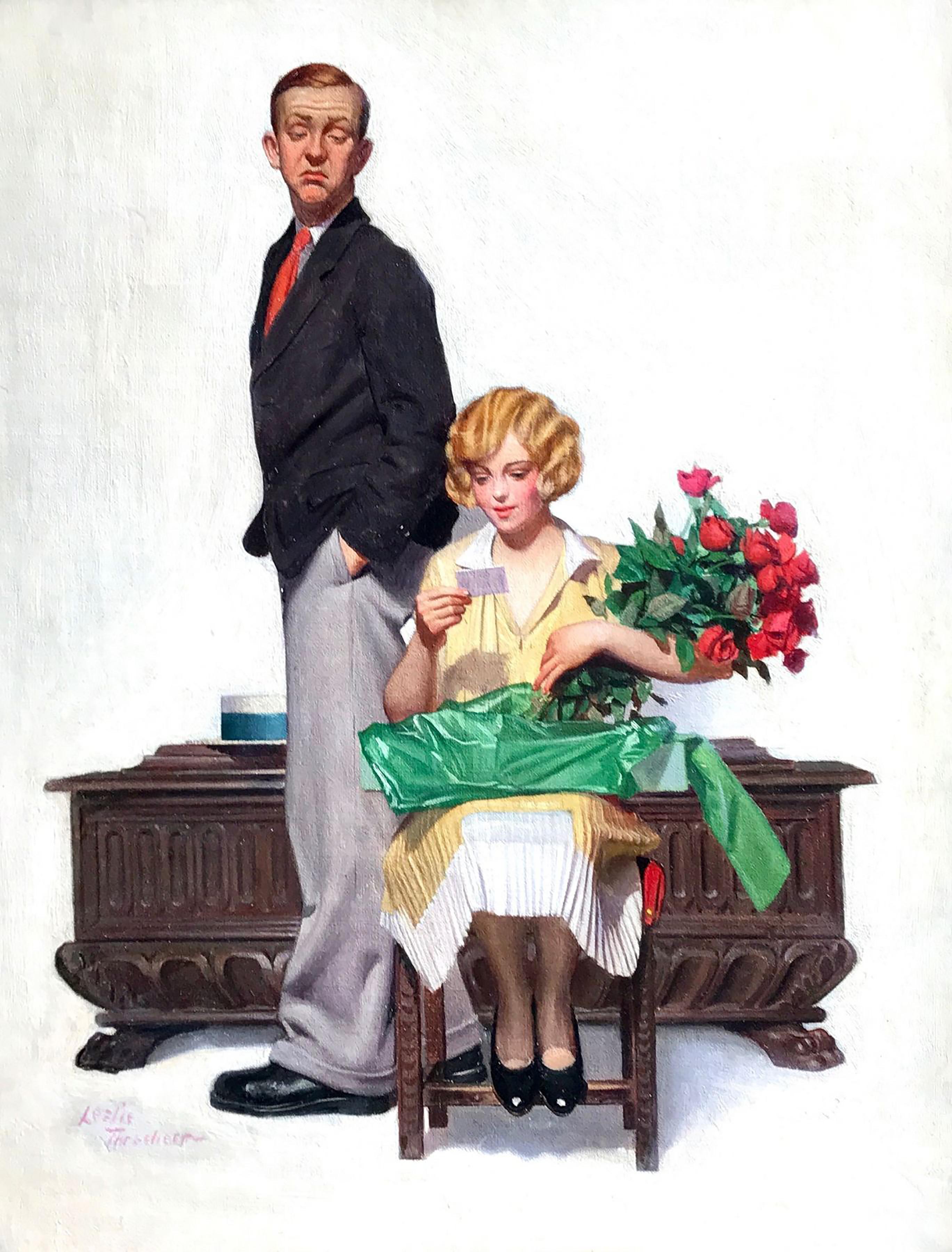Figurative Painting de Leslie Thrasher - Rosas con Luto Debido, Portada Revista Liberty