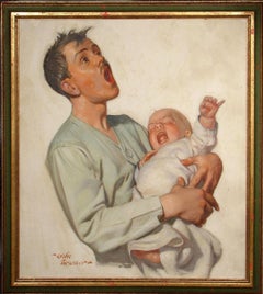 Antique Leslie Thrasher, "The New Father" (Liberty Magazine Cover Illustration, 1928)