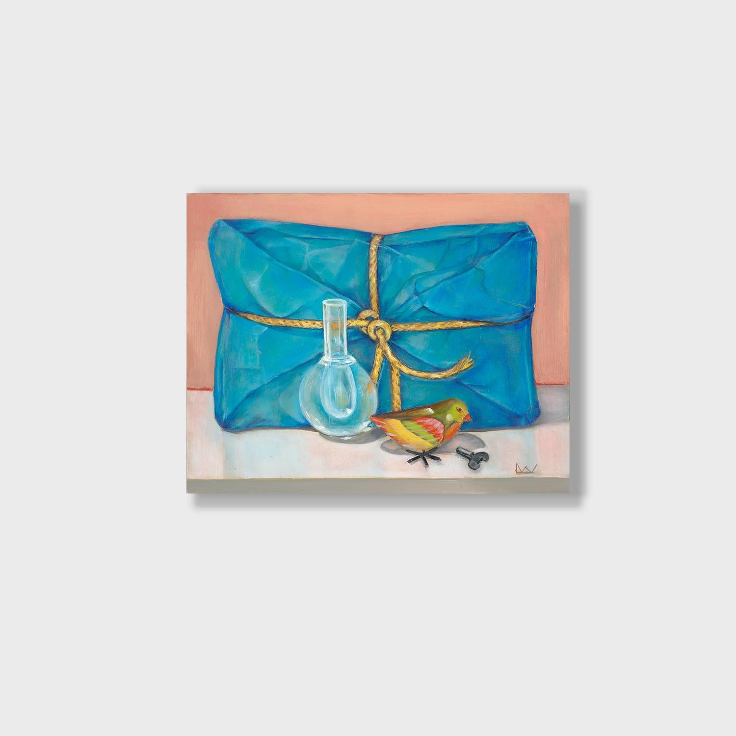 Interior Painting de Leslie Winokur - Pintura realista de bodegón, "Caja y juguete de hojalata" 2024