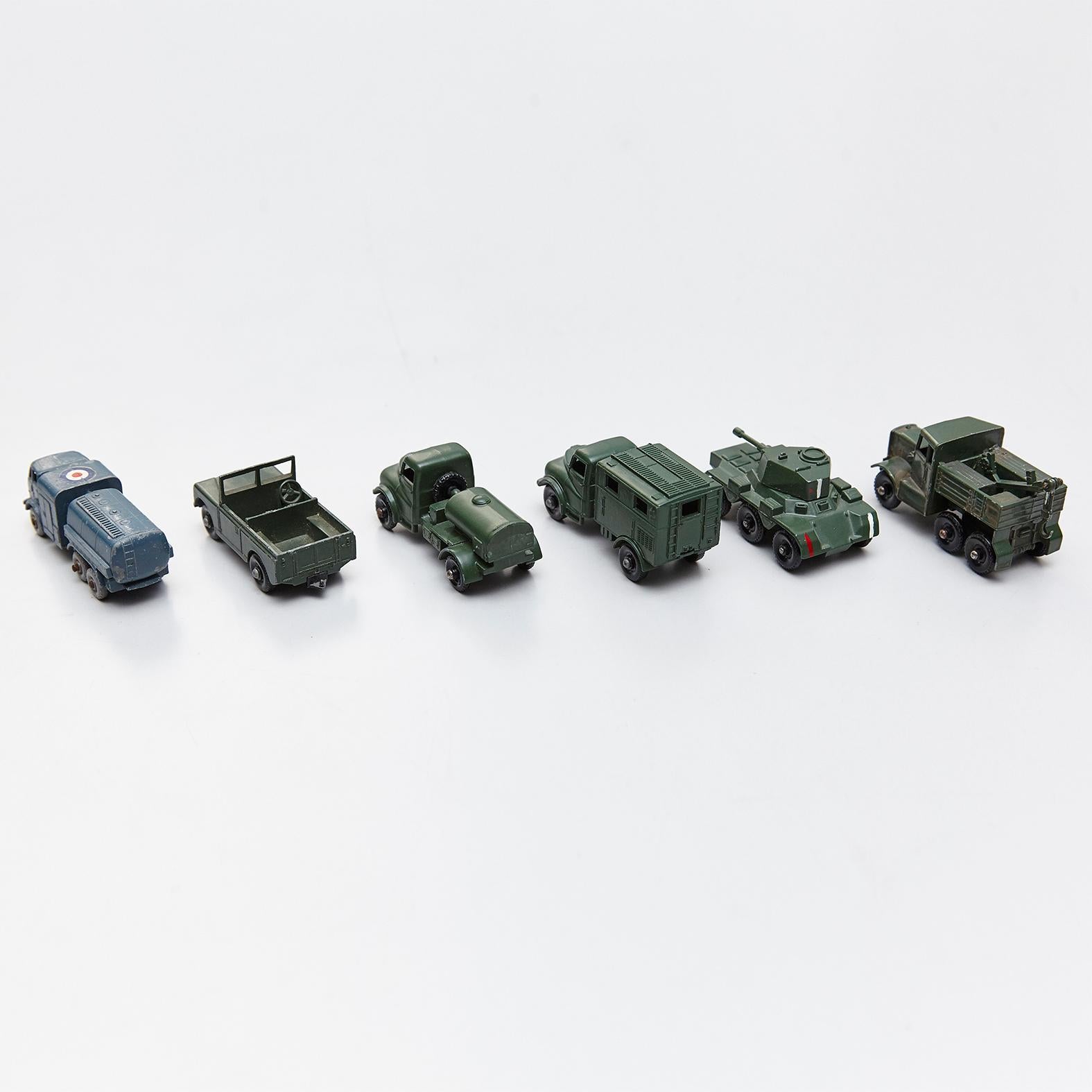 Six cars from Lesney Matchboxes Series 

We offer free worldwide shipping for this pieces.

Lesney Products & Co. Ltd. was a British manufacturing company responsible for the conception, manufacture, and distribution of die-cast toys under the