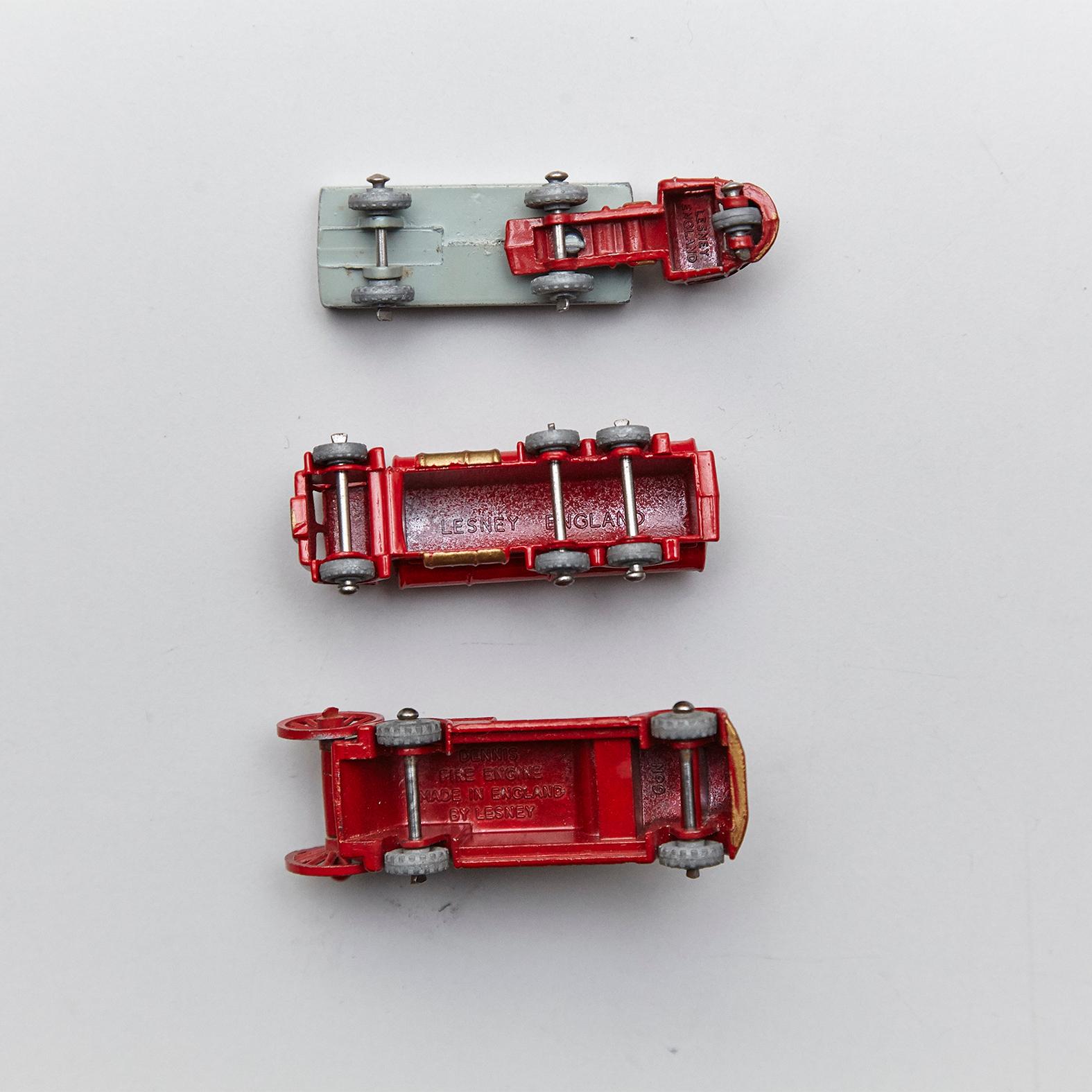 Lesney Matchboxes Series Antique Metal Toy, Three Red Fire Trucks, circa 1950 8