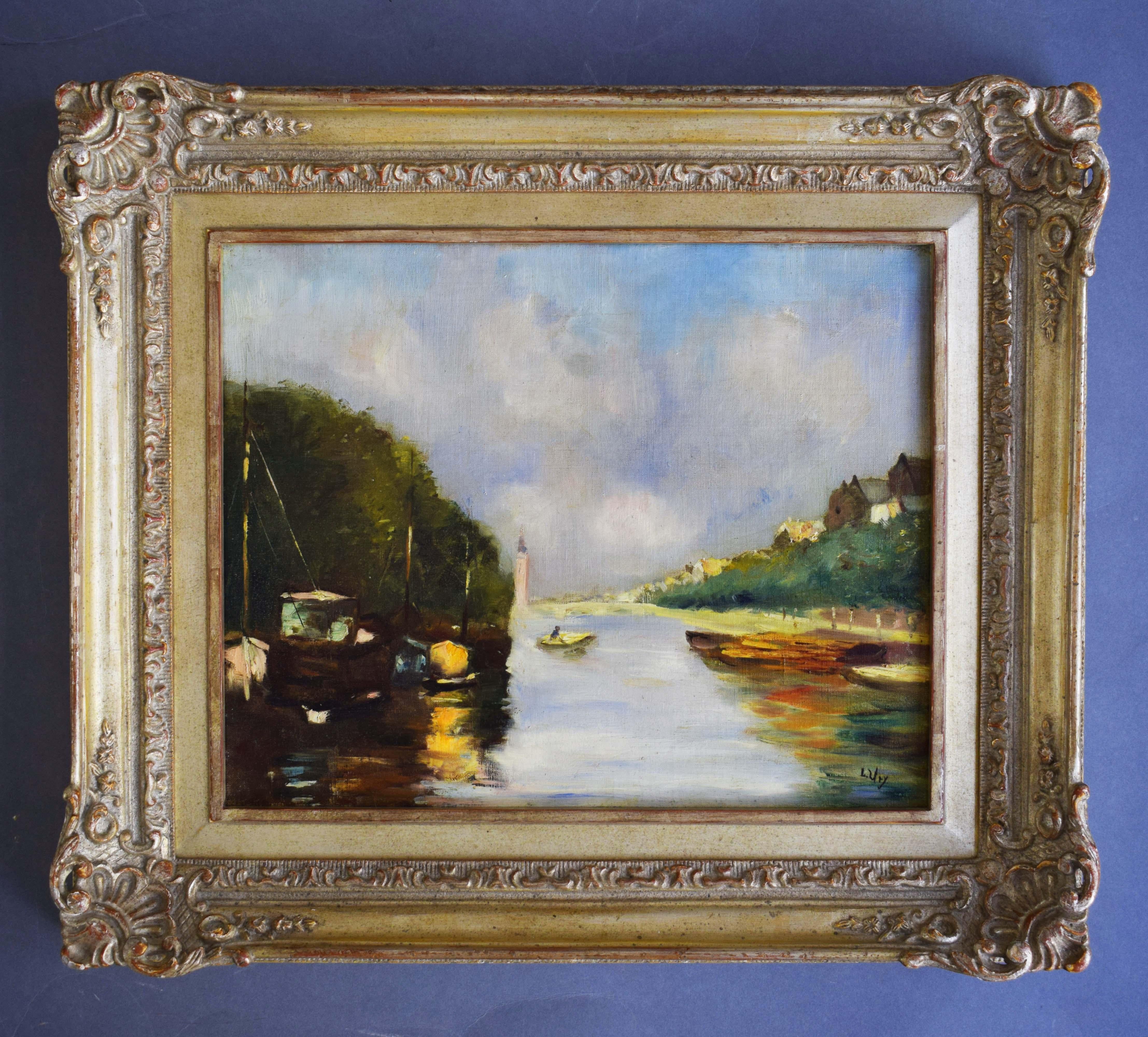 Amsterdamer Kanal – Amsterdamer Stadtansicht des deutschen Impressionismus Niederländische Landschafts – Painting von Lesser Ury