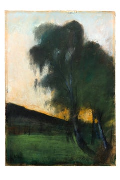 Lesser Ury Pastel "Landschaft mit Weißbirken" ( Paysage avec des bouleaux)