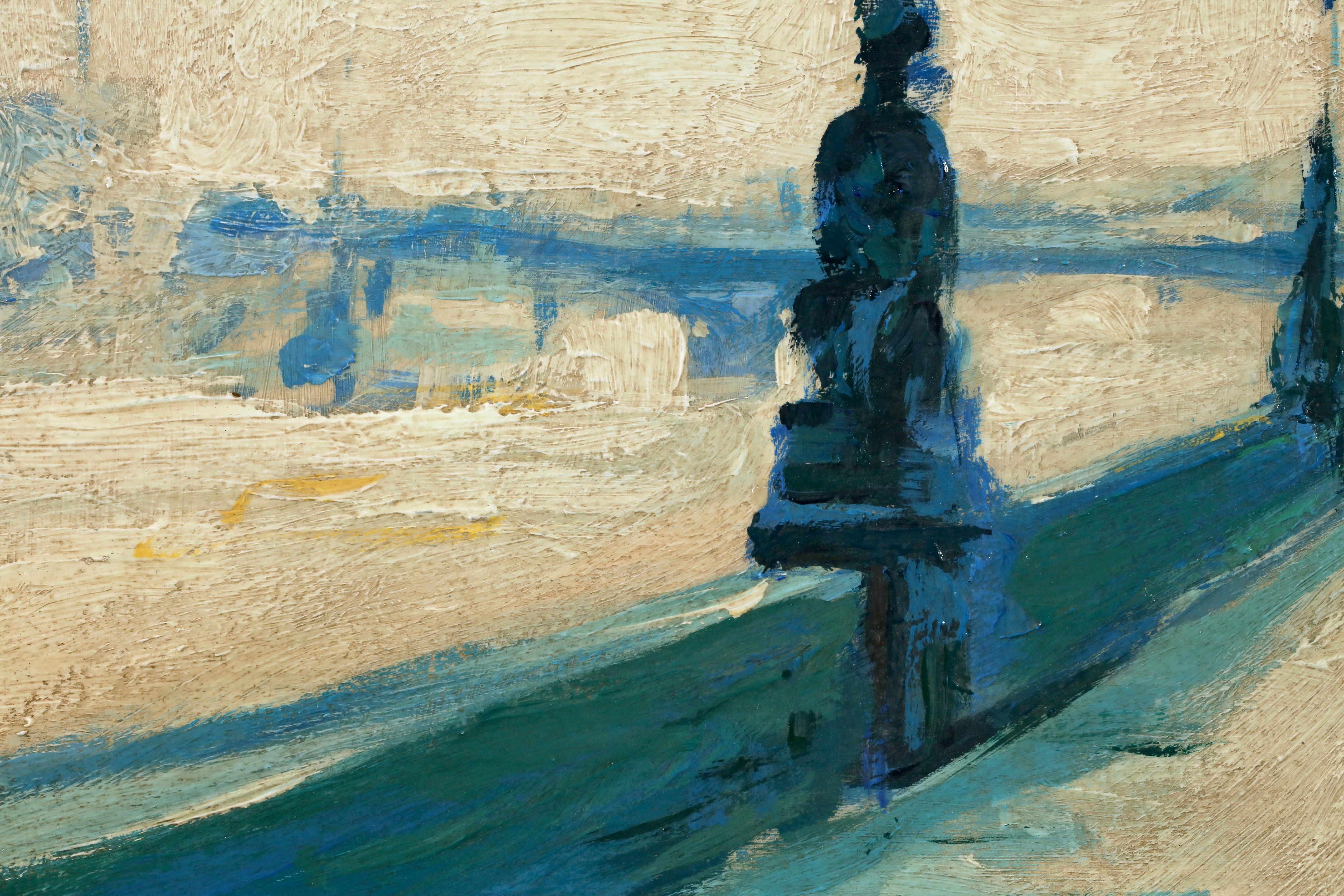 Rain on the embankment - London - Impressionist Landscape Oil by Lesser Ury im Angebot 9