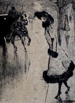 Lady Hailing a Carriage - German Impressionism Berlin