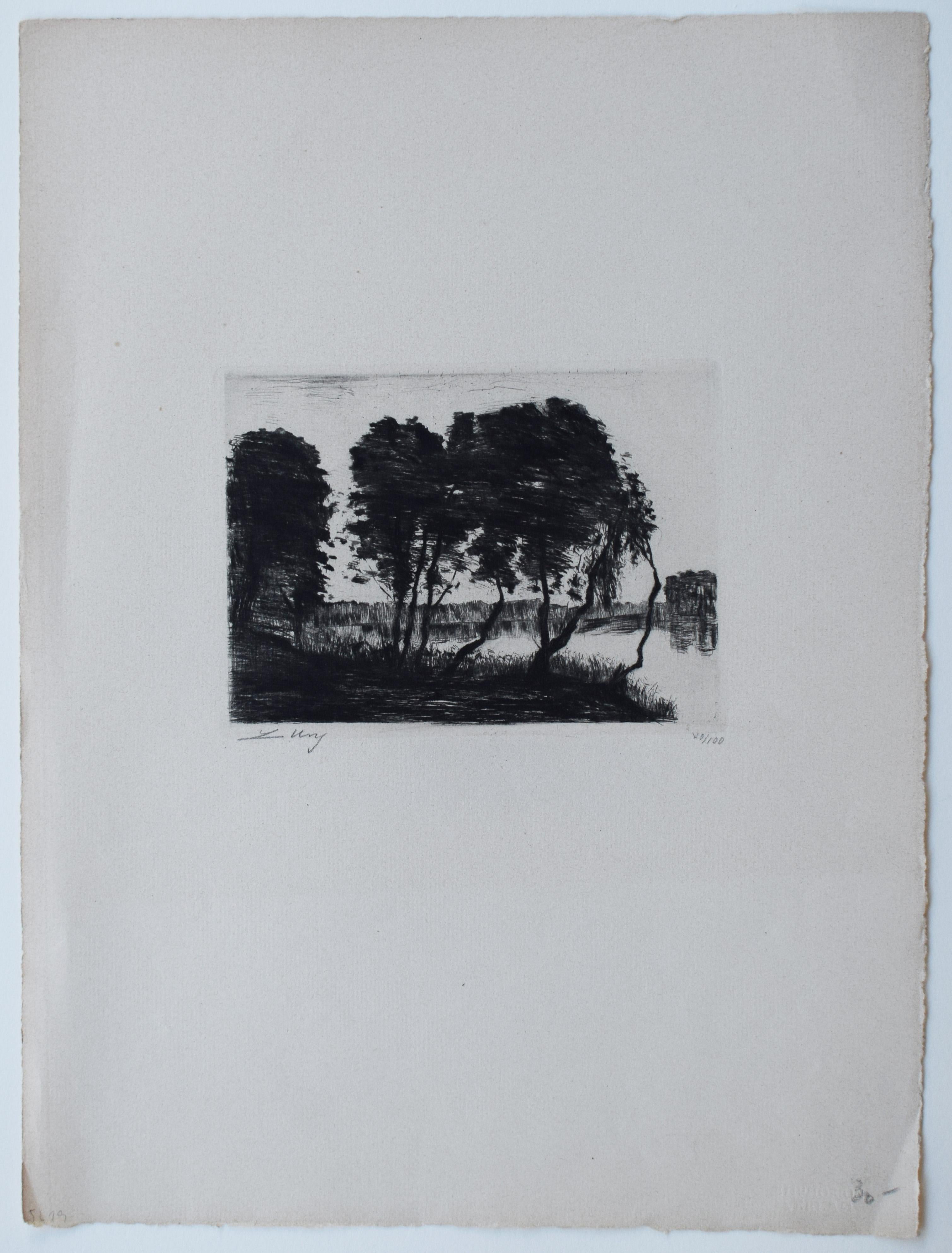 Trees on the Shore of Grunewaldsee, from: Berlin Impressions - German Berlin - Print by Lesser Ury