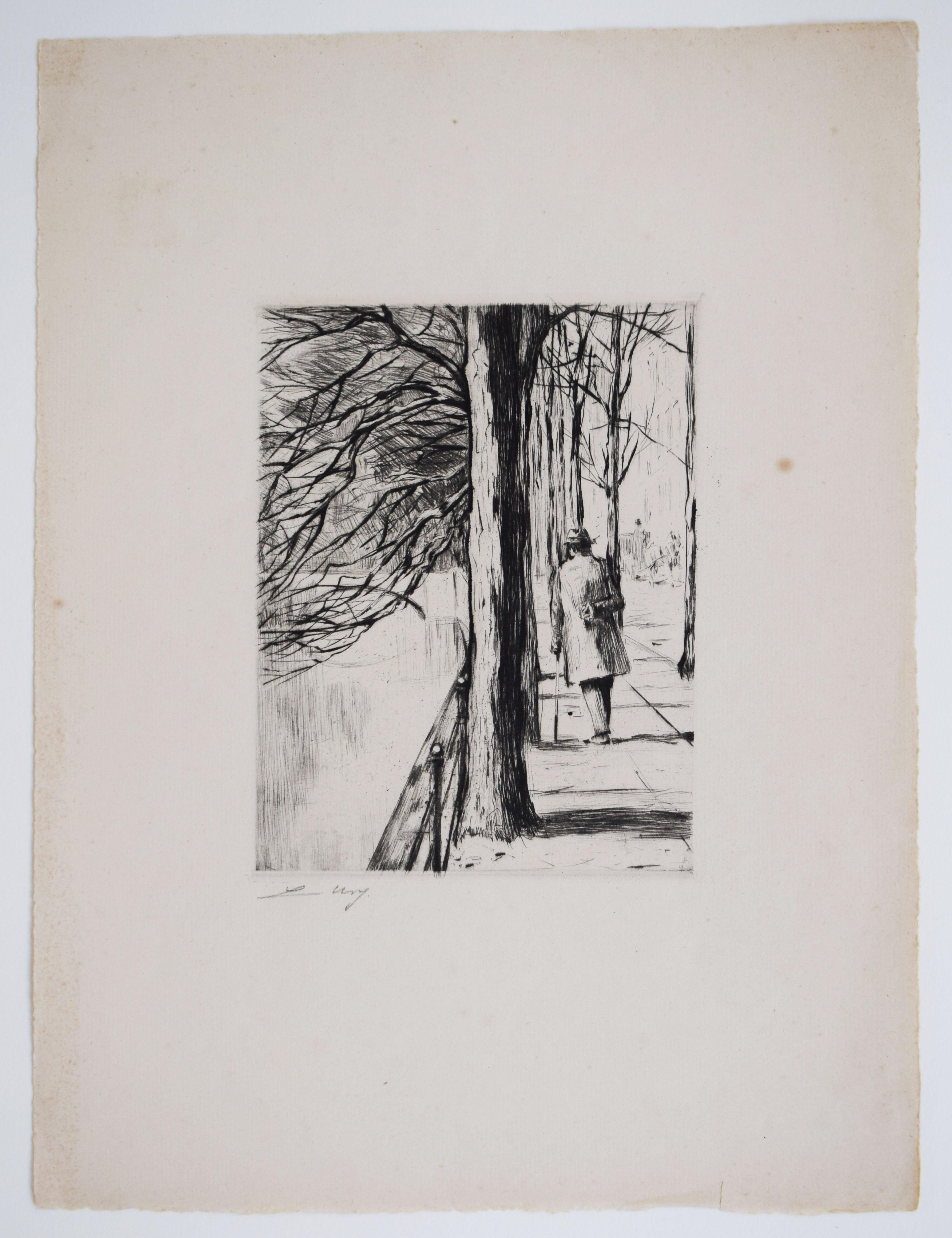 Passeggiata lungo il canale della Landwehr, da: Impressioni di Berlino - Impressionismo tedesco - Print di Lesser Ury
