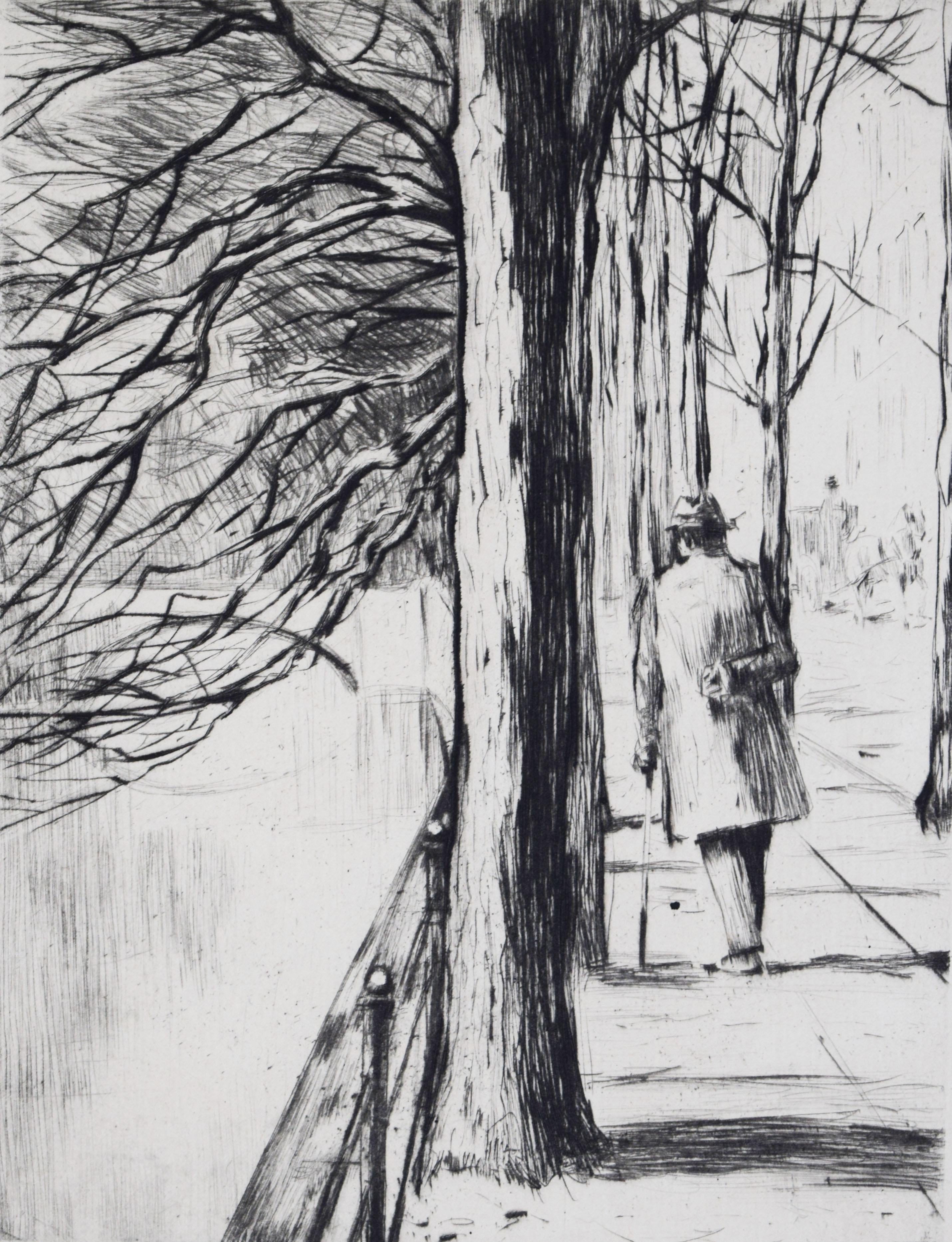 Figurative Print di Lesser Ury - Passeggiata lungo il canale della Landwehr, da: Impressioni di Berlino - Impressionismo tedesco