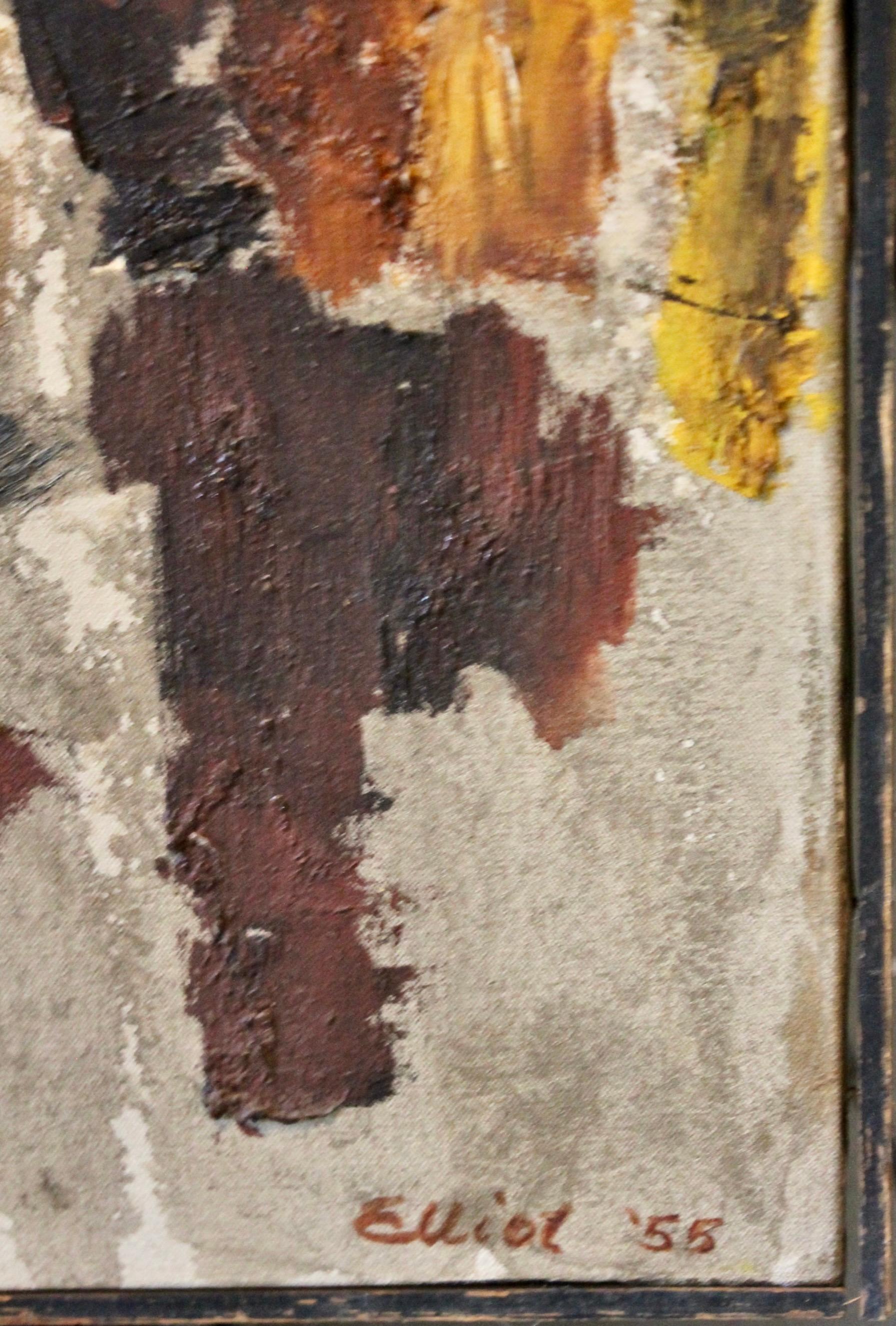 Mid-Century Modern Lester Elliot 1955 Oil/Canvas 'Genesis' For Sale