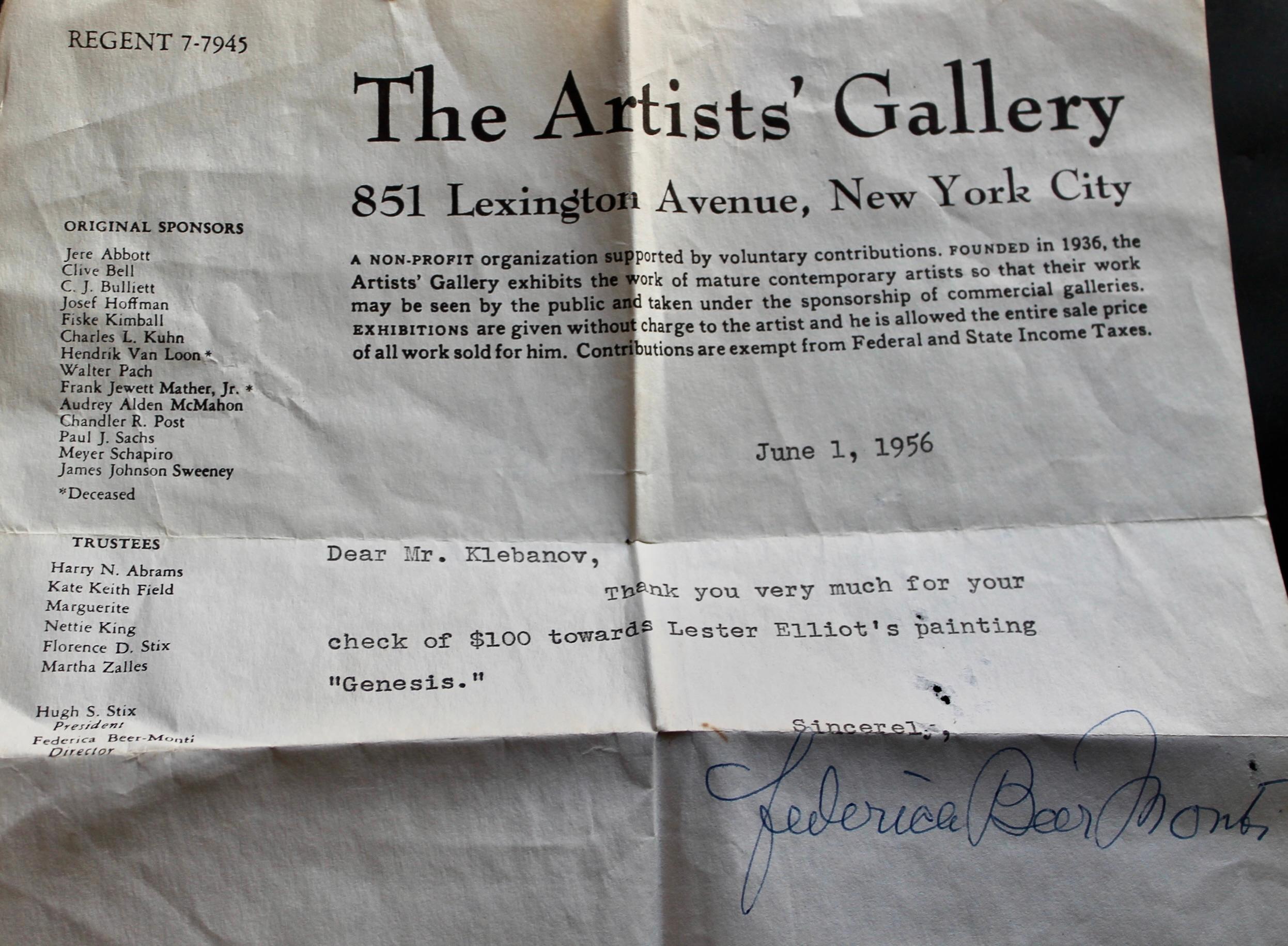 Lester Elliot 1955 Oil/Canvas 'Genesis' For Sale 2