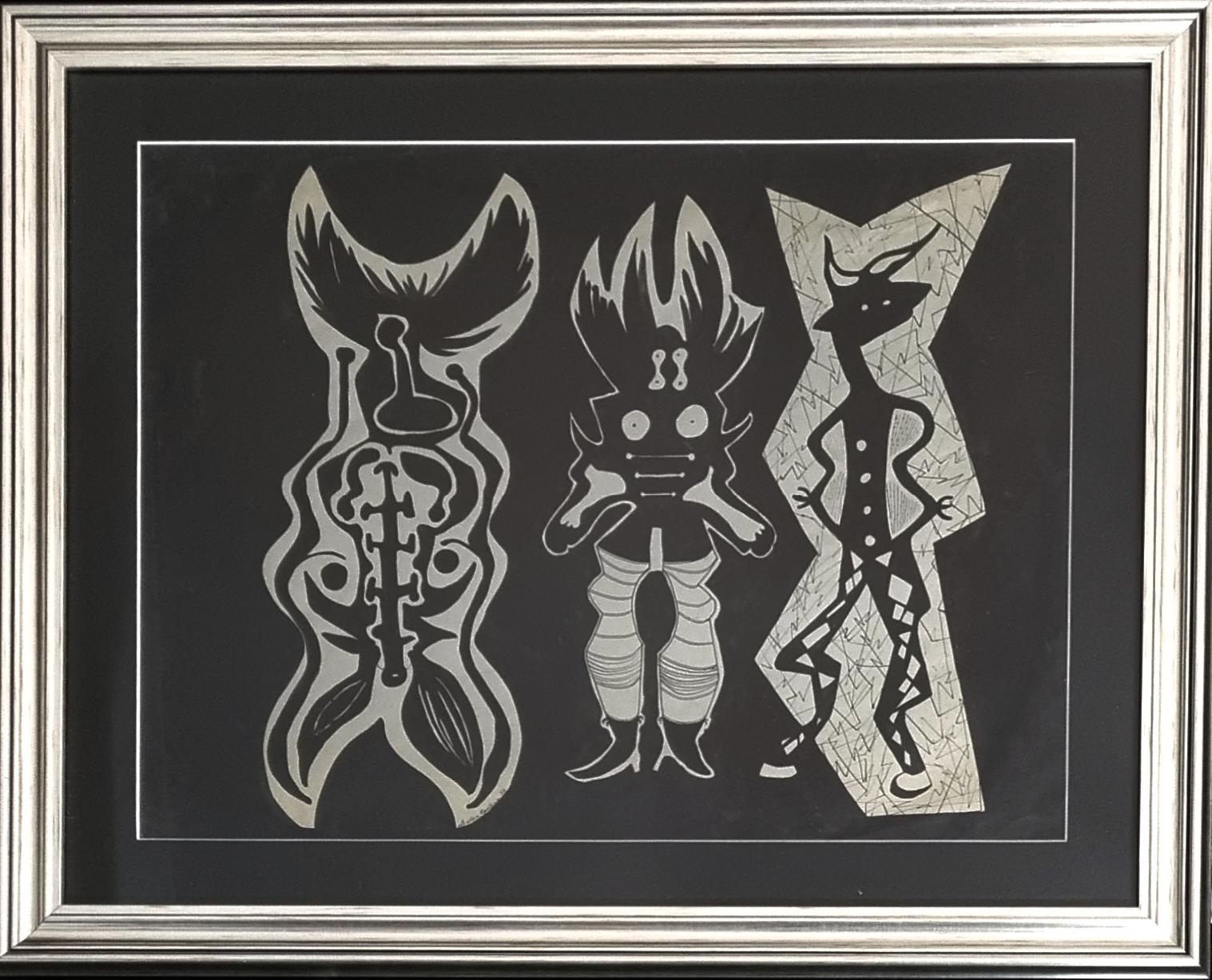 Abstract Expressionist Mixed Media Painting by Lester Epstein dated 1953 For Sale 2