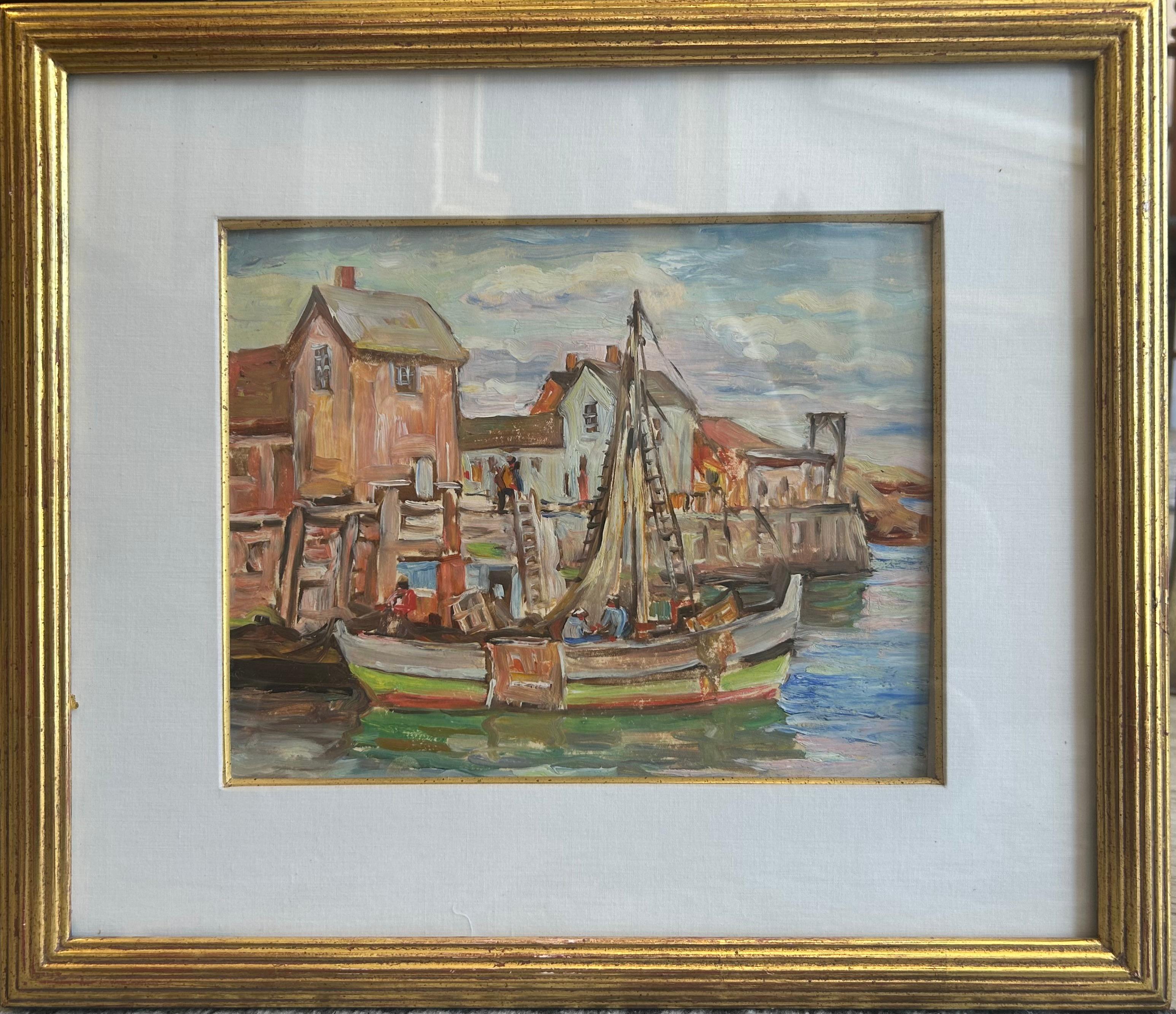 Rockport Docks (Amerikanischer Impressionismus), Painting, von Lester George Hornby