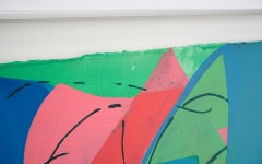 Lester Goldman Abstract Watercolor Painting, Blue, Pink, Green, and Red, Signed