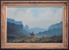 "Lone Rider"  West Texas Western Cowboy Rider Painting.