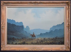 "Lone Rider"  West Texas Western Cowboy Rider Painting. 