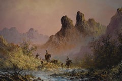 "RIVER VALLEY ROUNDUP" WESTERN, MOUNTAINS, CATTLE, HORSES, COWBOYS 1 OF HIS BEST