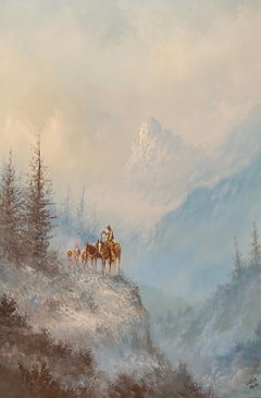 "TALL IN THE SADDLE" IMAGE SIZE 36X24 COWBOY ON HORSE