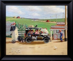 On the Road to the Cocktail Lounge, Social Realist Scene, Figurative Americana