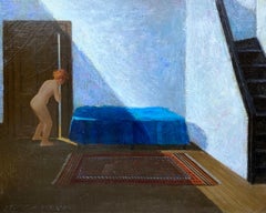 Who's There, Social Realist Scene, Interior with Nude Figure