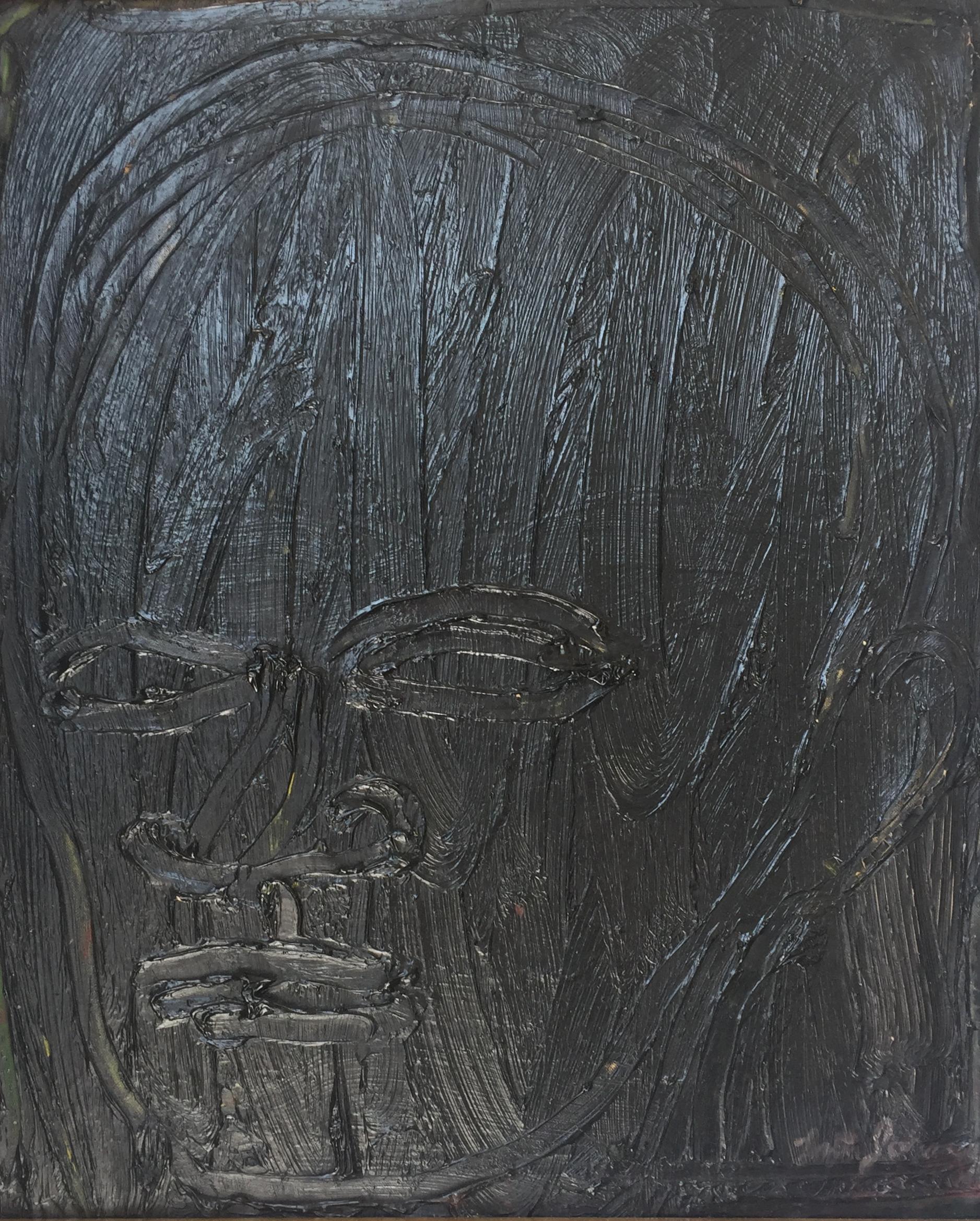 Lester Johnson Abstract Painting - Dark Head #8 MID CENTURY MASTER 1962 ABSTRACT