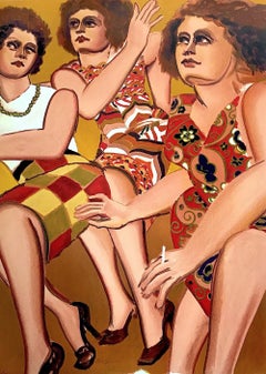 CITY GRACES Signed Lithograph Modern Women Pucci Print Dresses, Peach, Red, Tan