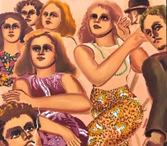 CITY GRACES Signed Lithograph, Group Portrait, Peach, Yellow, Brown, Plum