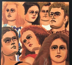 CLOSE UP Hand Drawn Lithograph Closeup Crowd Portrait Blondie T-Shirt, Cigarette