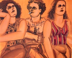DaVinci Tee Threesome, 1980 Signed Lithograph, Figurative Portrait, Pizza