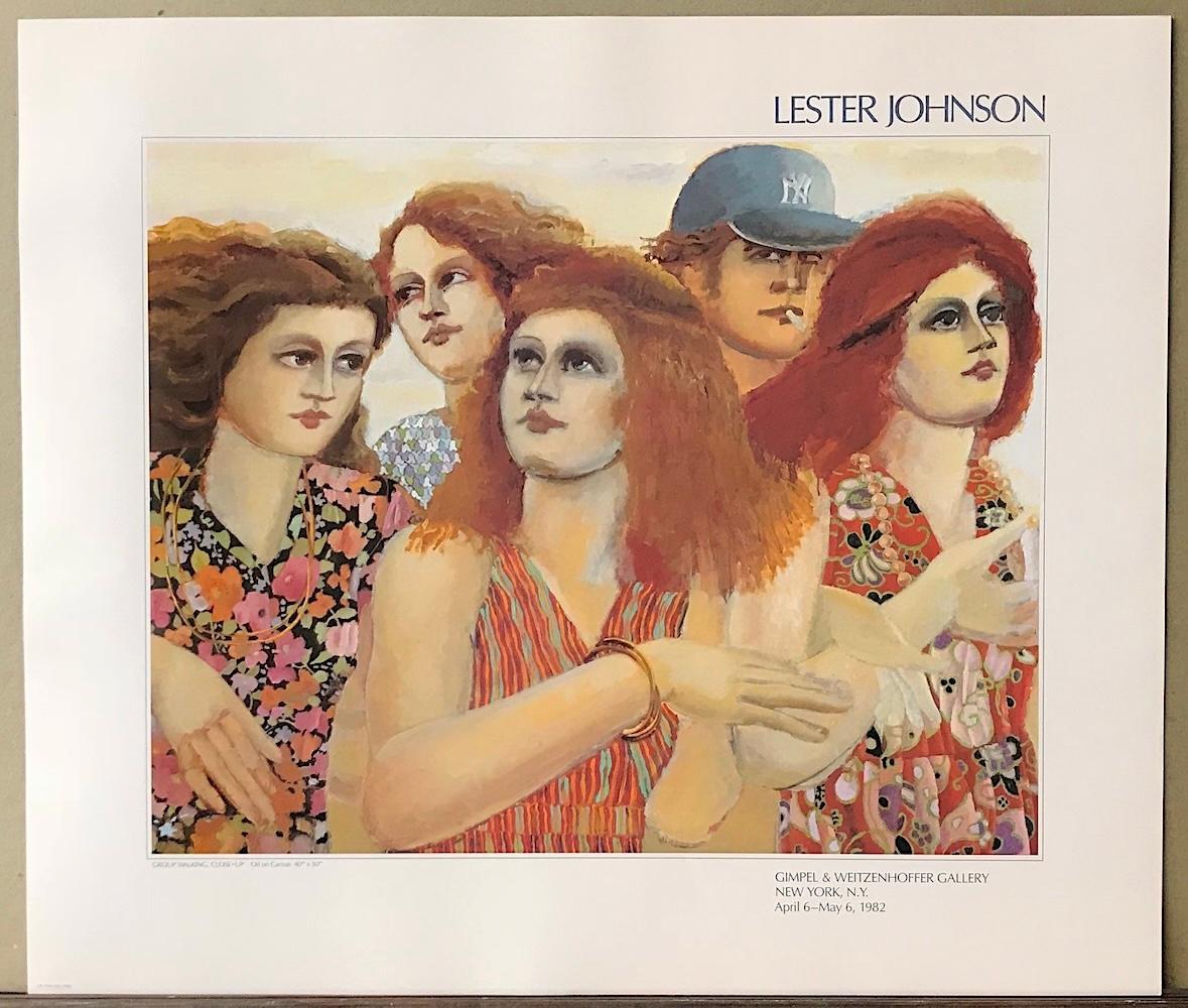 GRUPO WALKING 1982 NYC Cartel de exposición, Mujeres a la moda pelo castaño rojizo en venta 5