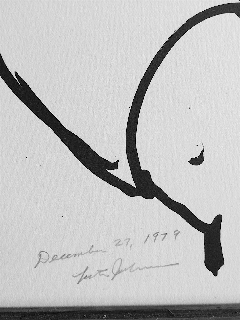 Lithographie signée NY STREET SCENE I, portrait de City Crowd, dessin aux lignes noires - Noir Figurative Print par Lester Johnson