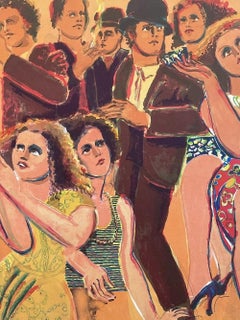 STREET SCENE Signed Lithograph, Men and Women Walking, Figurative Expressionism