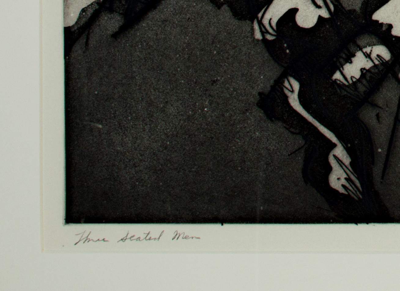 « Trois hommes assis », gravure originale signée par Lester Johnson en vente 4
