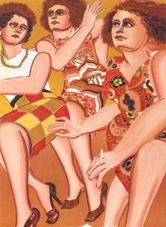 Vintage Three Women, Lithograph by Lester Johnson