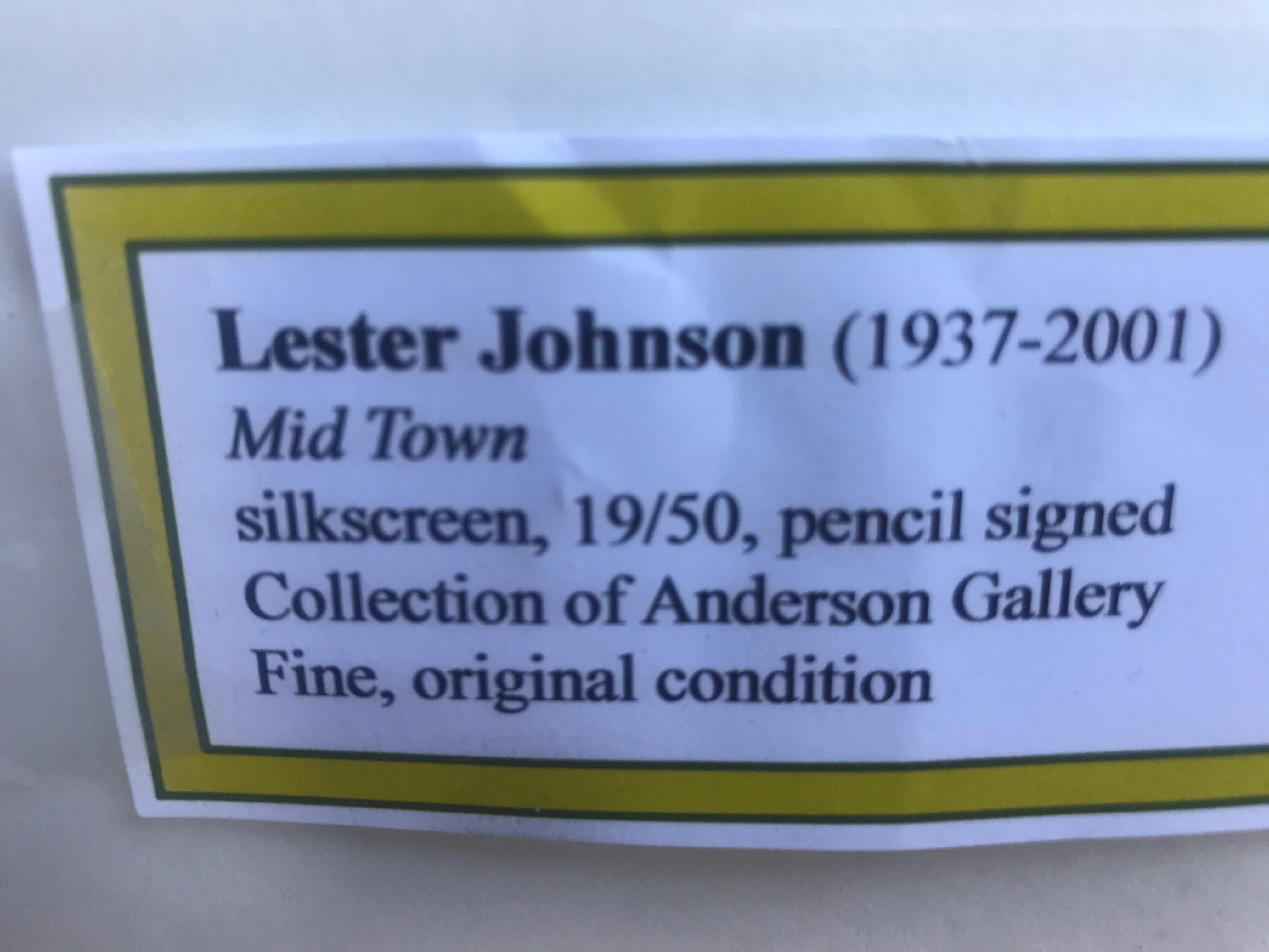 Lester Johnson Siebdruck „Midtown“ Bleistift Signiert und nummeriert 19/50 (Moderne der Mitte des Jahrhunderts)