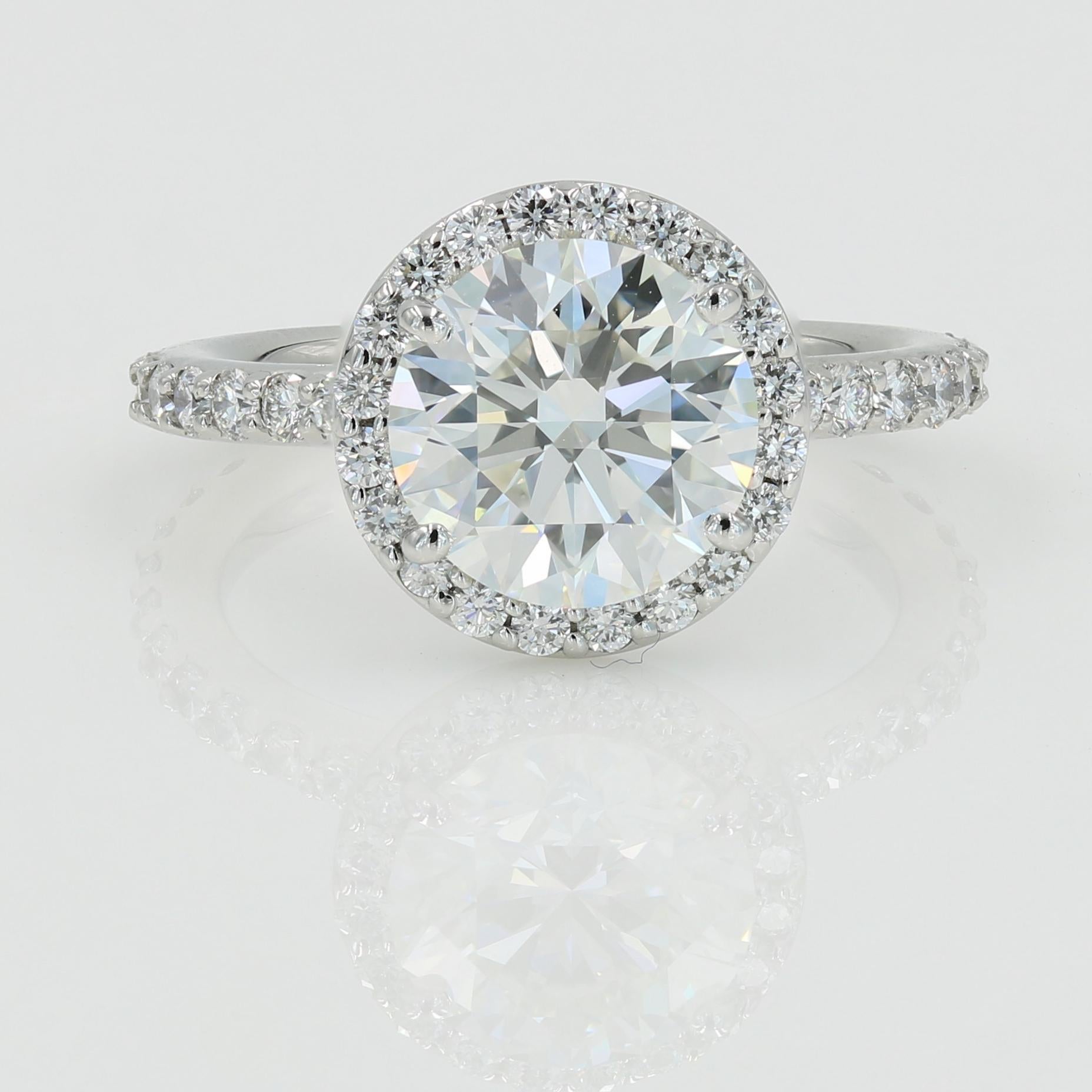 Lester Lampert 3.01 Carat 'H-SI1 GIA' Ideal Cut Round Diamond Ring in Platinum In New Condition In Chicago, IL