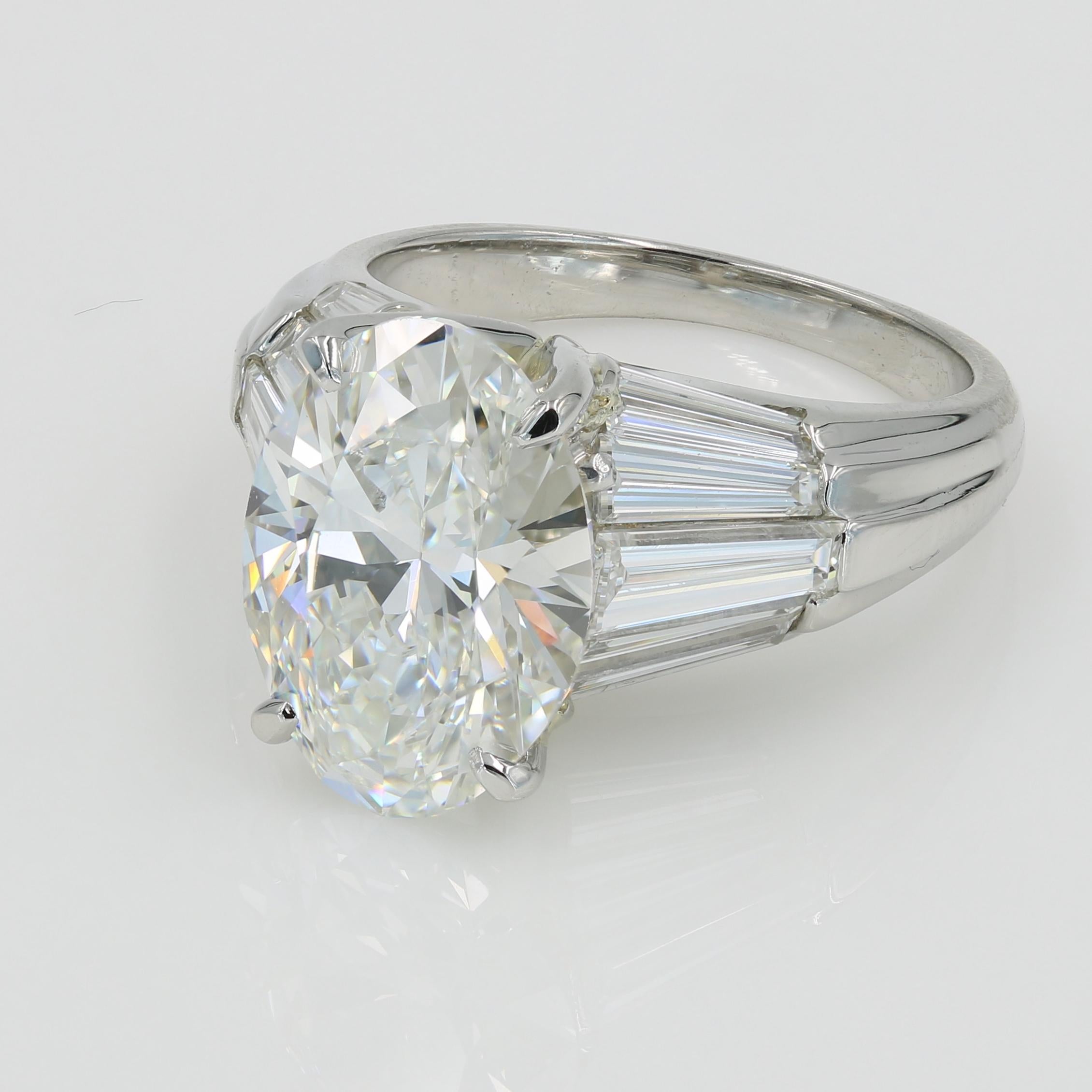Contemporary Lester Lampert 5.05 Carat Oval Cut Diamond Ring, G / VS1 with GIA Papers in Plat